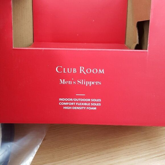 CLUB ROOM Mens Slide Slippers Size 6 - 7 Blue Plaid Sherpa Lined Plush Comfort - Picture 4 of 6